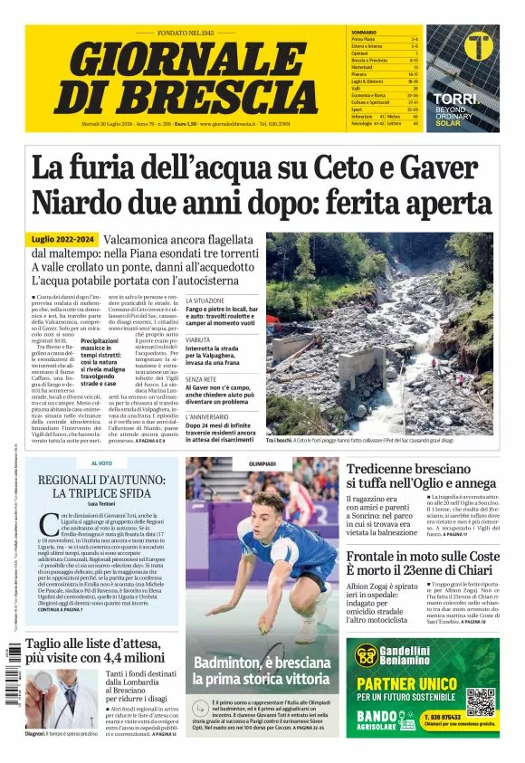 Prima-pagina-giornale di brescia-oggi-edizione-del-2024-07-30